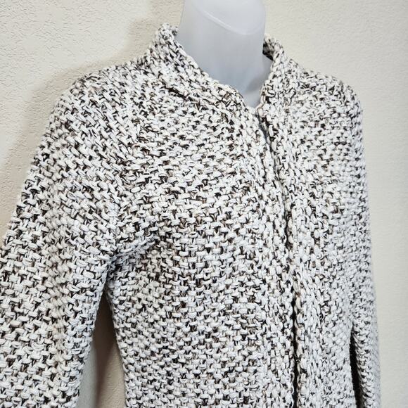 VTG J.Crew Womans Handknit Lambs Wool Cardigan Sweater Marble Brown Fisherman XS - Picture 4 of 16